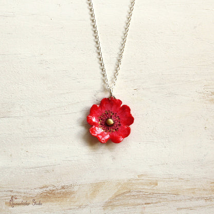 Red Wild Rose Necklace