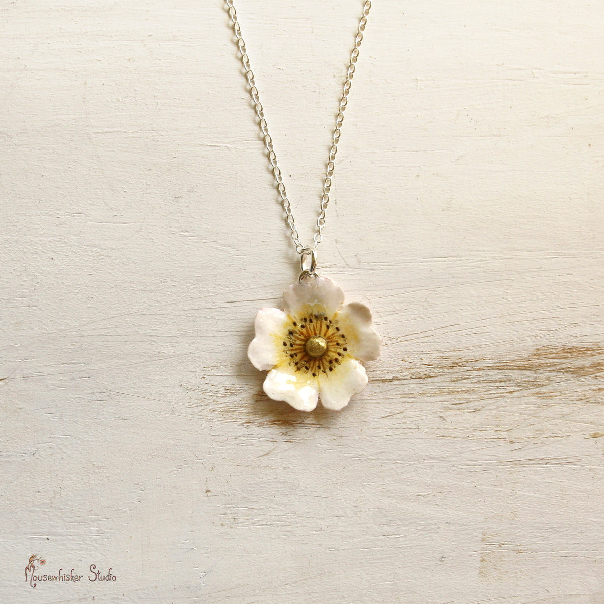 White Wild Rose Necklace