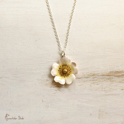 White Wild Rose Necklace