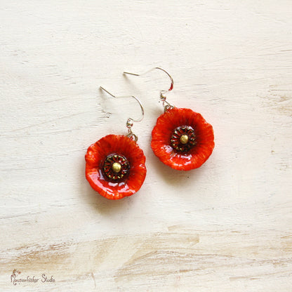 Red Poppy Earrings