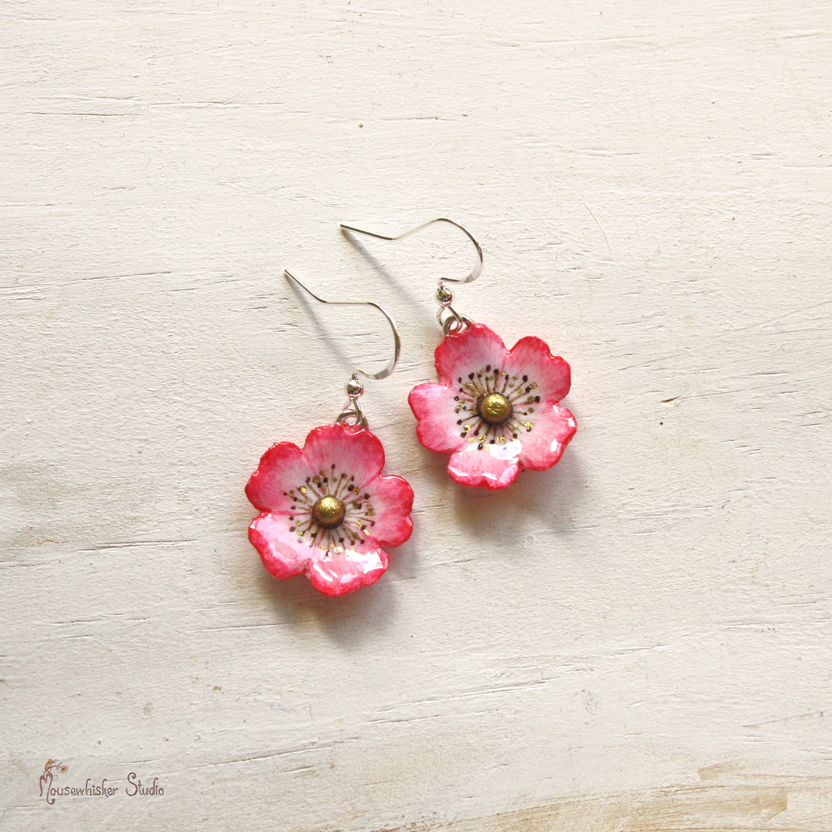 Pink Wild Rose Earrings