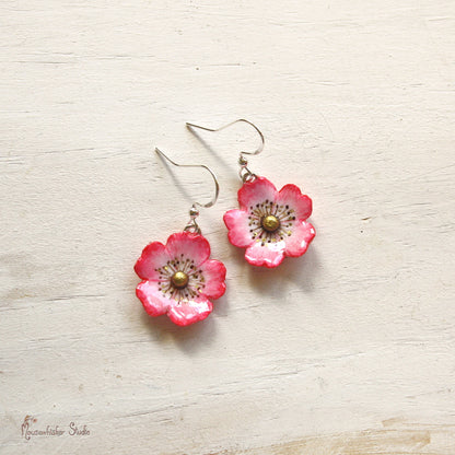 Pink Wild Rose Earrings