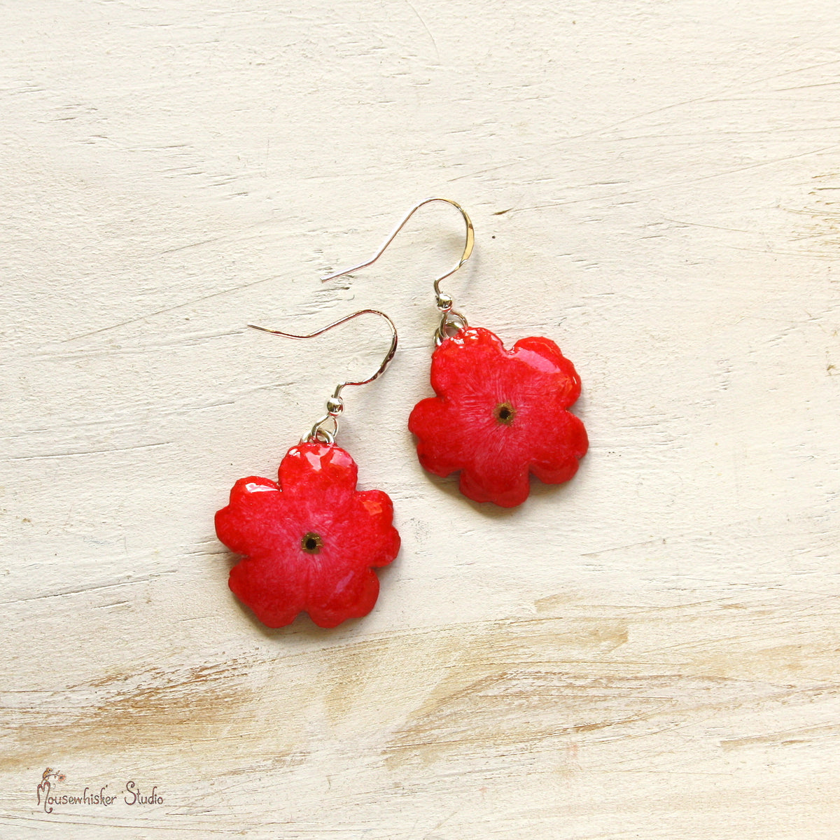 Red Wild Rose Earrings