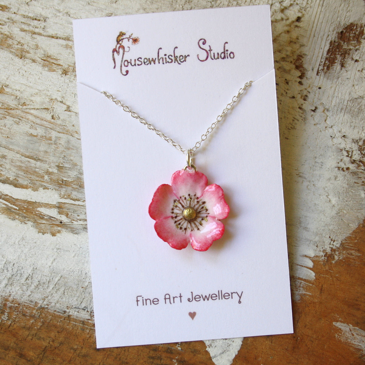 Pink Wild Rose Necklace