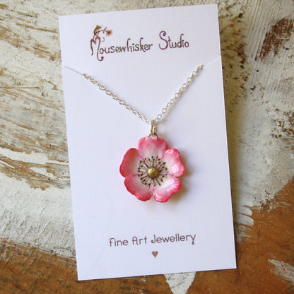 Pink Wild Rose Necklace