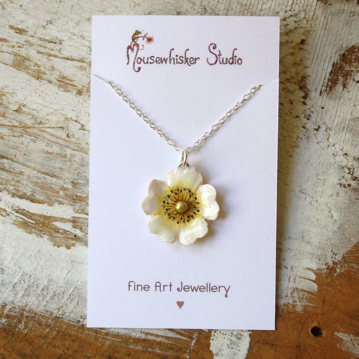 White Wild Rose Necklace