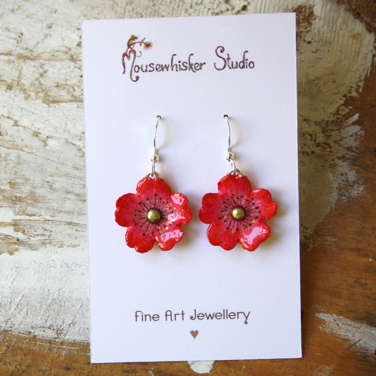 Red Wild Rose Earrings