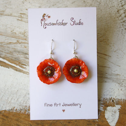 Red Poppy Earrings
