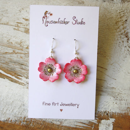 Pink Wild Rose Earrings