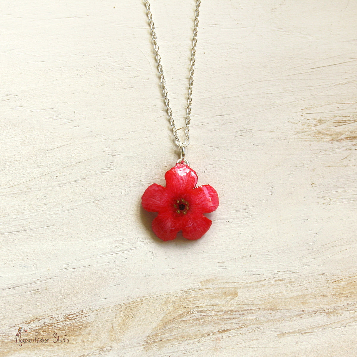Red Manuka Flower Necklace