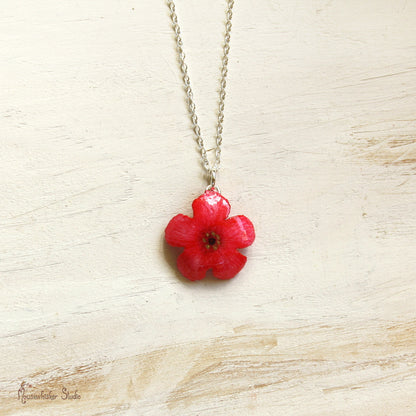Red Manuka Flower Necklace