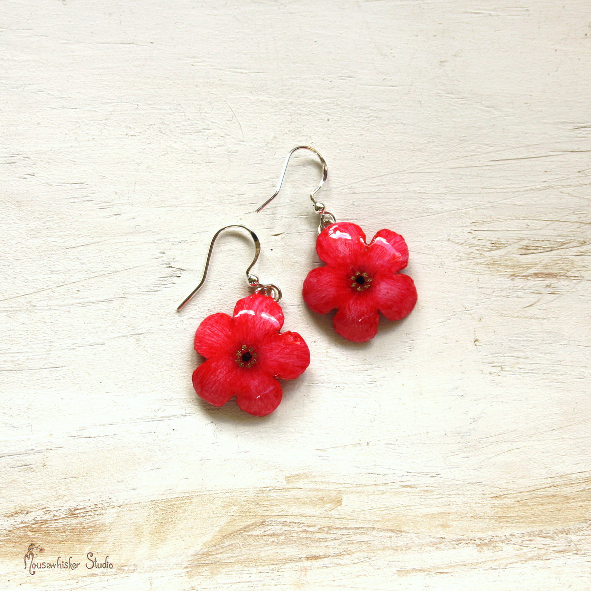Red Manuka Flower Earrings