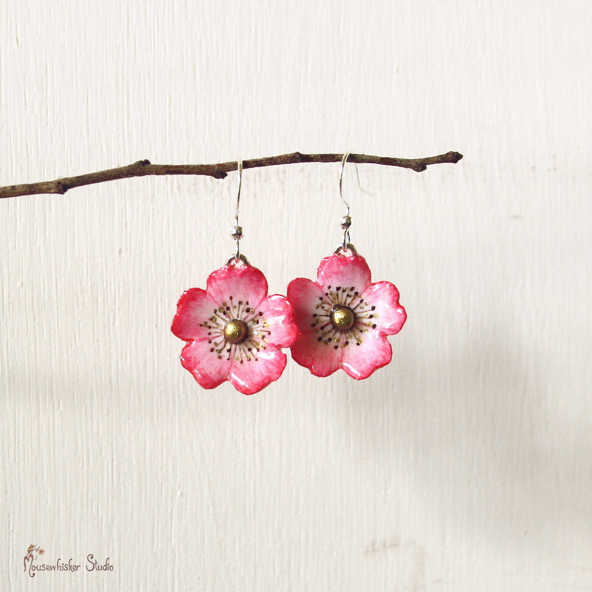 Pink Wild Rose Earrings