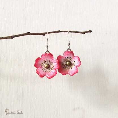 Pink Wild Rose Earrings