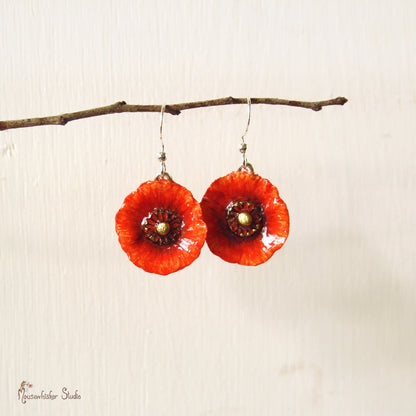 Red Poppy Earrings