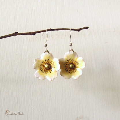 White Wild Rose Earrings