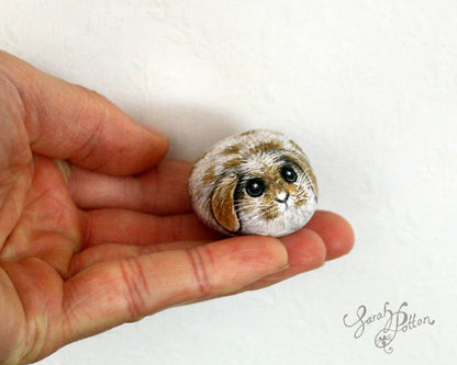 Painted Stone - Fawn & White Mini Lop Rabbit