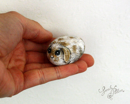 Painted Stone - Fawn & White Mini Lop Rabbit