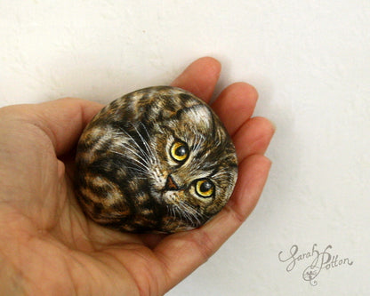 Painted Stone - Brown Tabby Cat