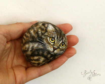 Painted Stone - Brown Tabby Cat