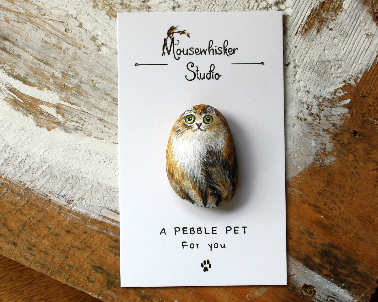 Cat Portrait - Custom Pet Pebble Brooch or Necklace