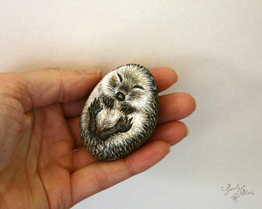 Painted Stone - Sleeping Hedgehog