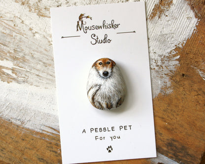 Dog Portrait - Custom Pet Pebble Brooch or Necklace