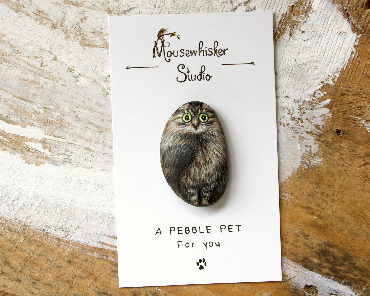 Cat Portrait - Custom Pet Pebble Brooch or Necklace