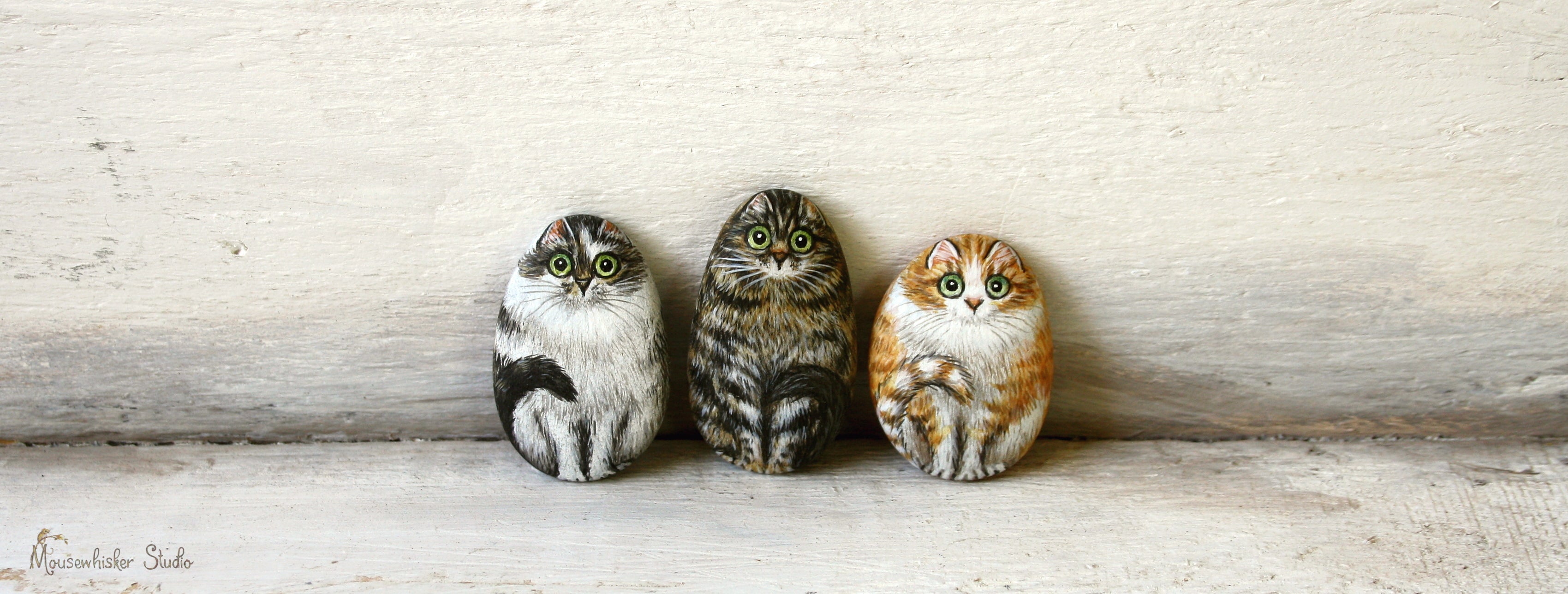 Cat Paintings - Pebble Pet Portrait Art