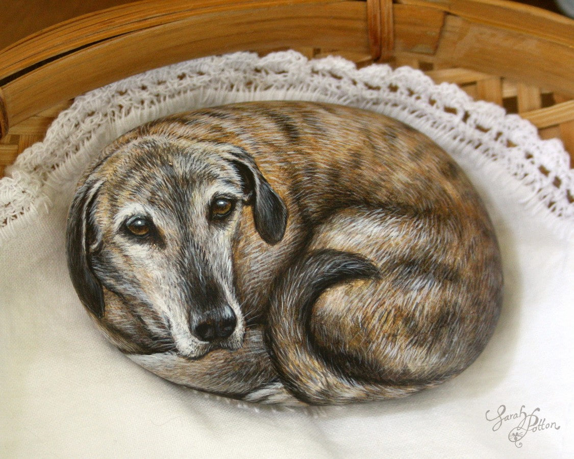 dog portrait on a stone - pet remembrance gift