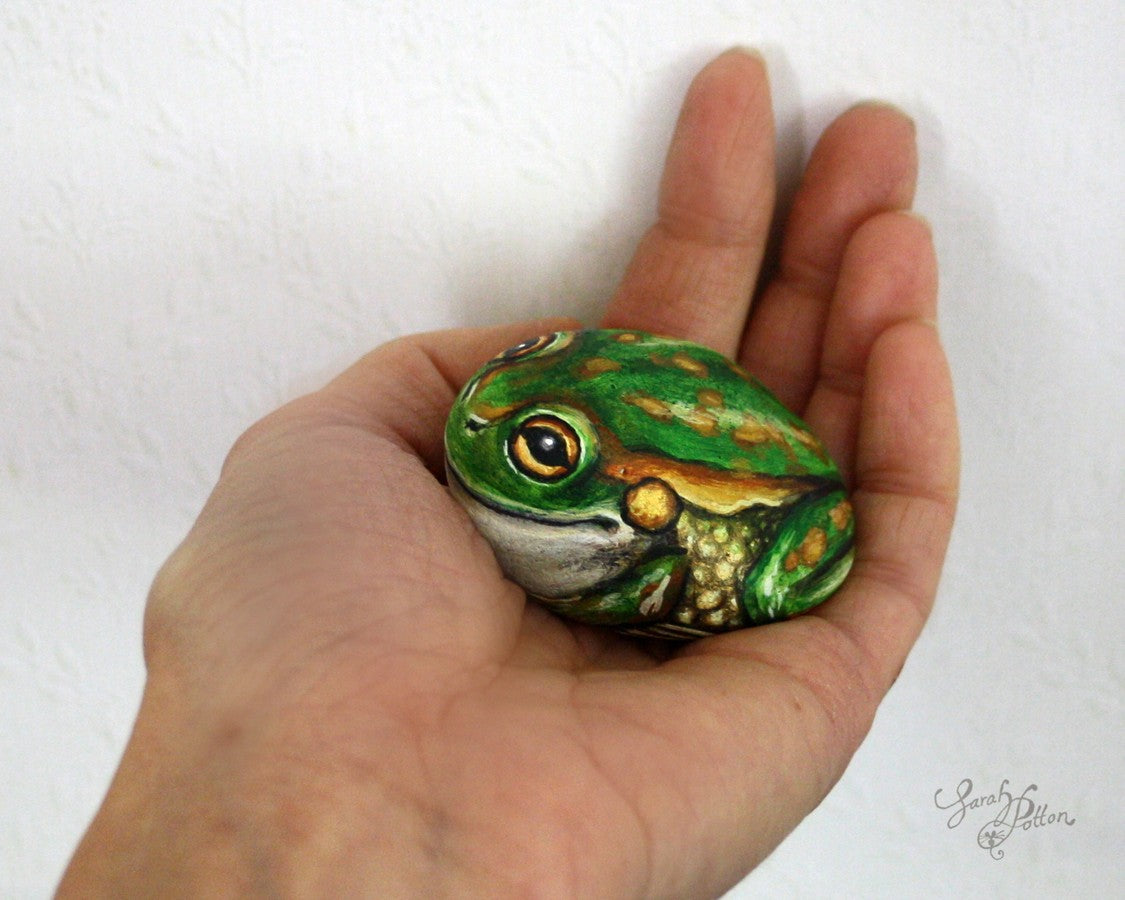 frog stone painting