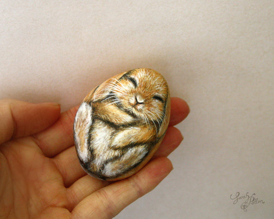 Sleeping Bunny Stone Art - Fawn Lop Rabbit