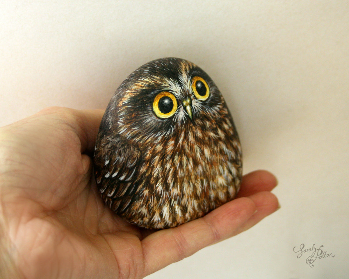 Art Ruru Rocks NZ Ruru Rock Painting - Morepork Owl – Mousewhisker Studio