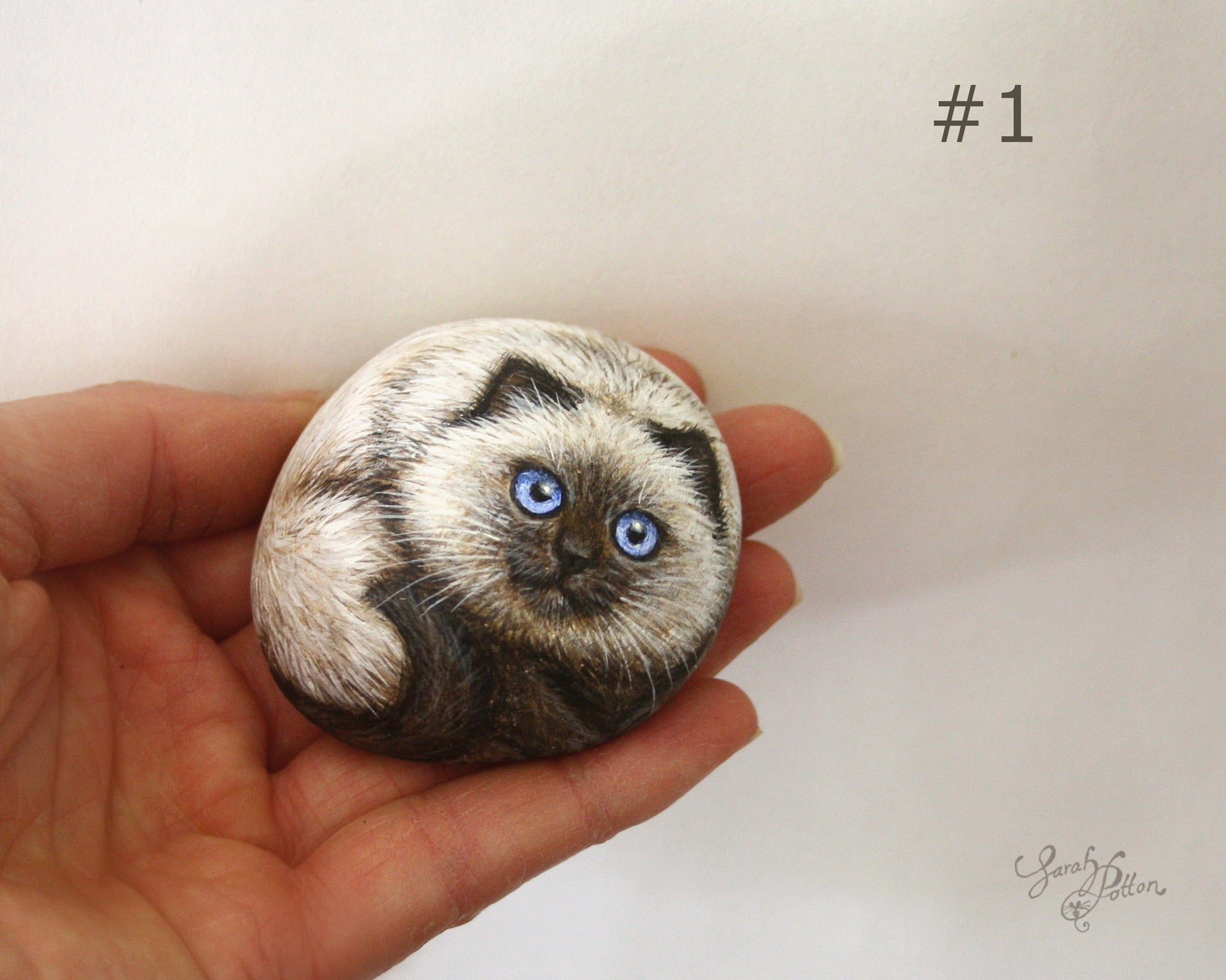 Fluffy Ragdoll Kitten Stone Art