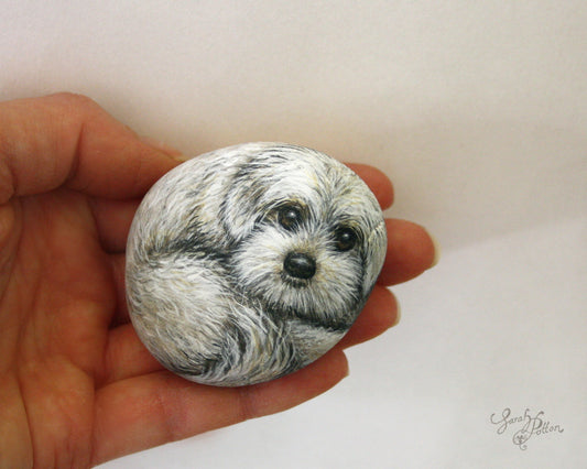 Bichon Frise Puppy Dog Painted Stone