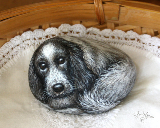 Blue Roan Cocker Spaniel - Dog Painting on a Stone