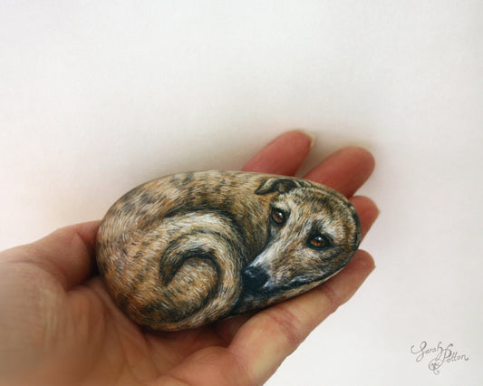 Brindle Greyhound - Dog Rock Painting