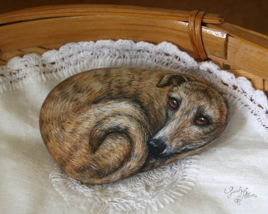 Brindle Greyhound - Dog Rock Painting