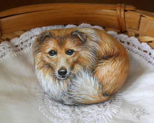 Sheltie Dog Painted Stone