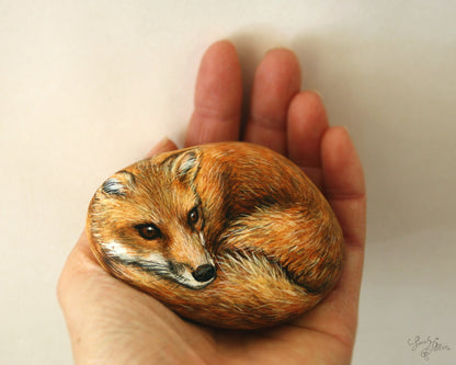 Fox Painted Stone