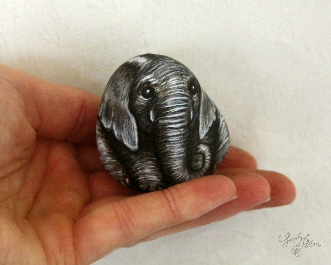 elephant painted rock