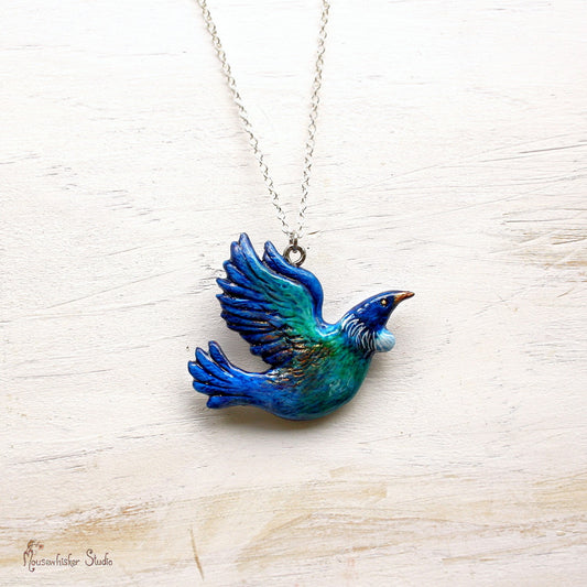 NZ Tui Necklace - Bird Art Jewellery