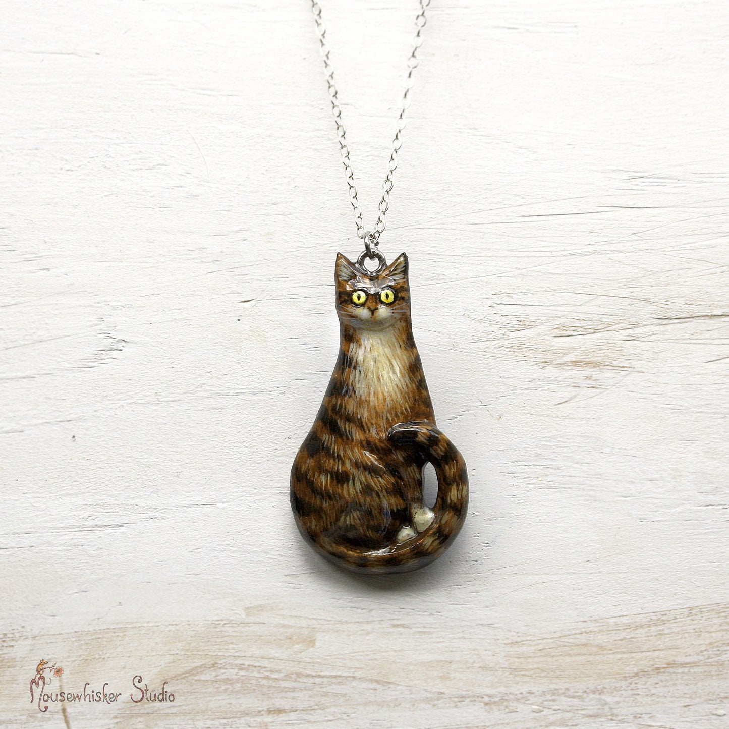 Brown Tabby Cat Necklace - Made in NZ
