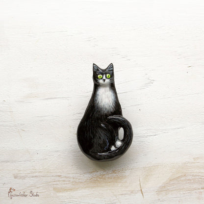 Black & White Cat Brooch