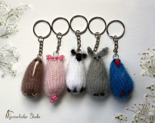 Hand Knitted Animal & Bird Keyrings