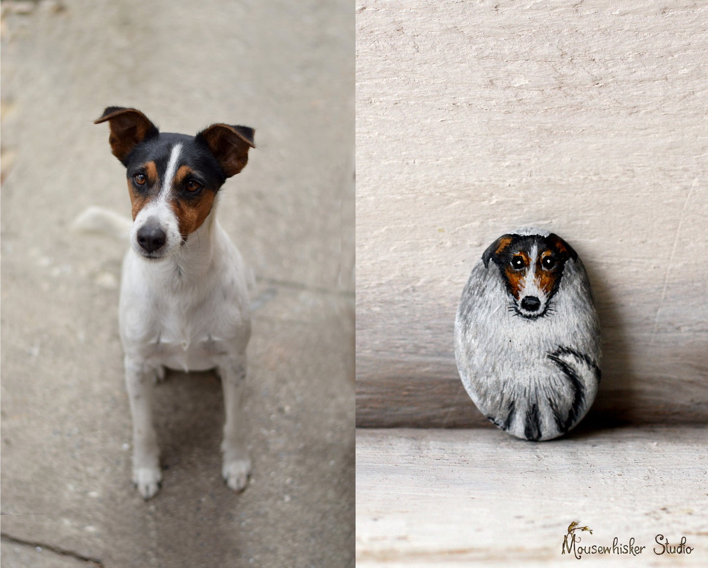 Dog Portrait - Custom Pet Pebble Brooch or Necklace