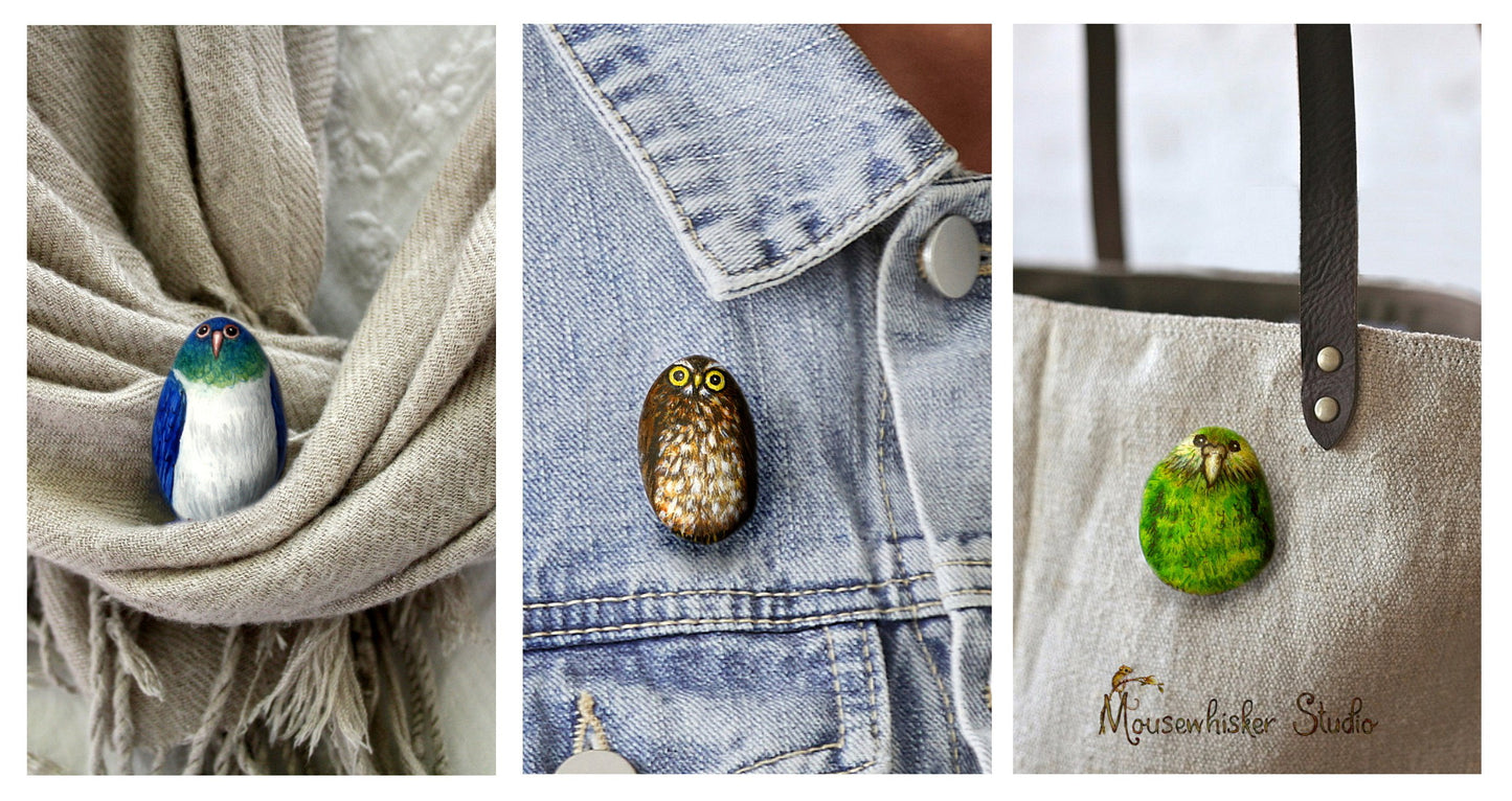 NZ Kereru Pebble Pin / Necklace