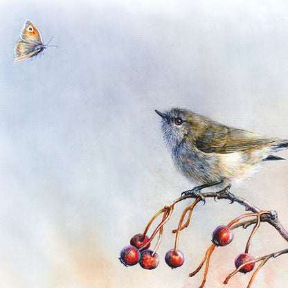 Grey Warbler Wall Art Print - Endemic Birds of New Zealand 