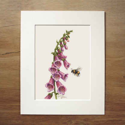 Original Painting - Bumble Bee & Foxglove Flowers