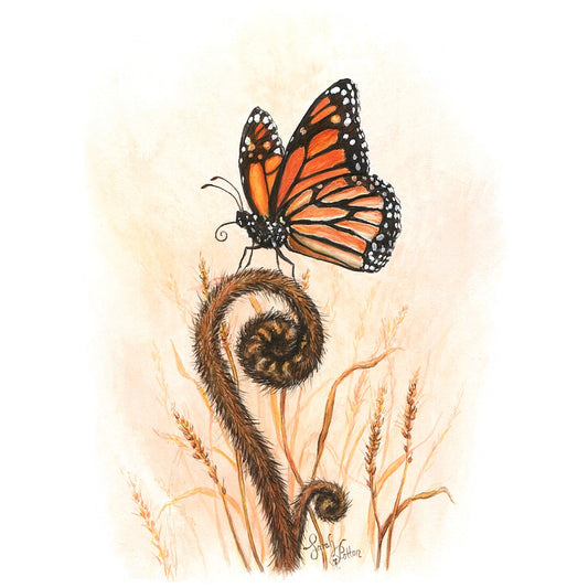 Monarch Butterfly and Koru Fern Art Print